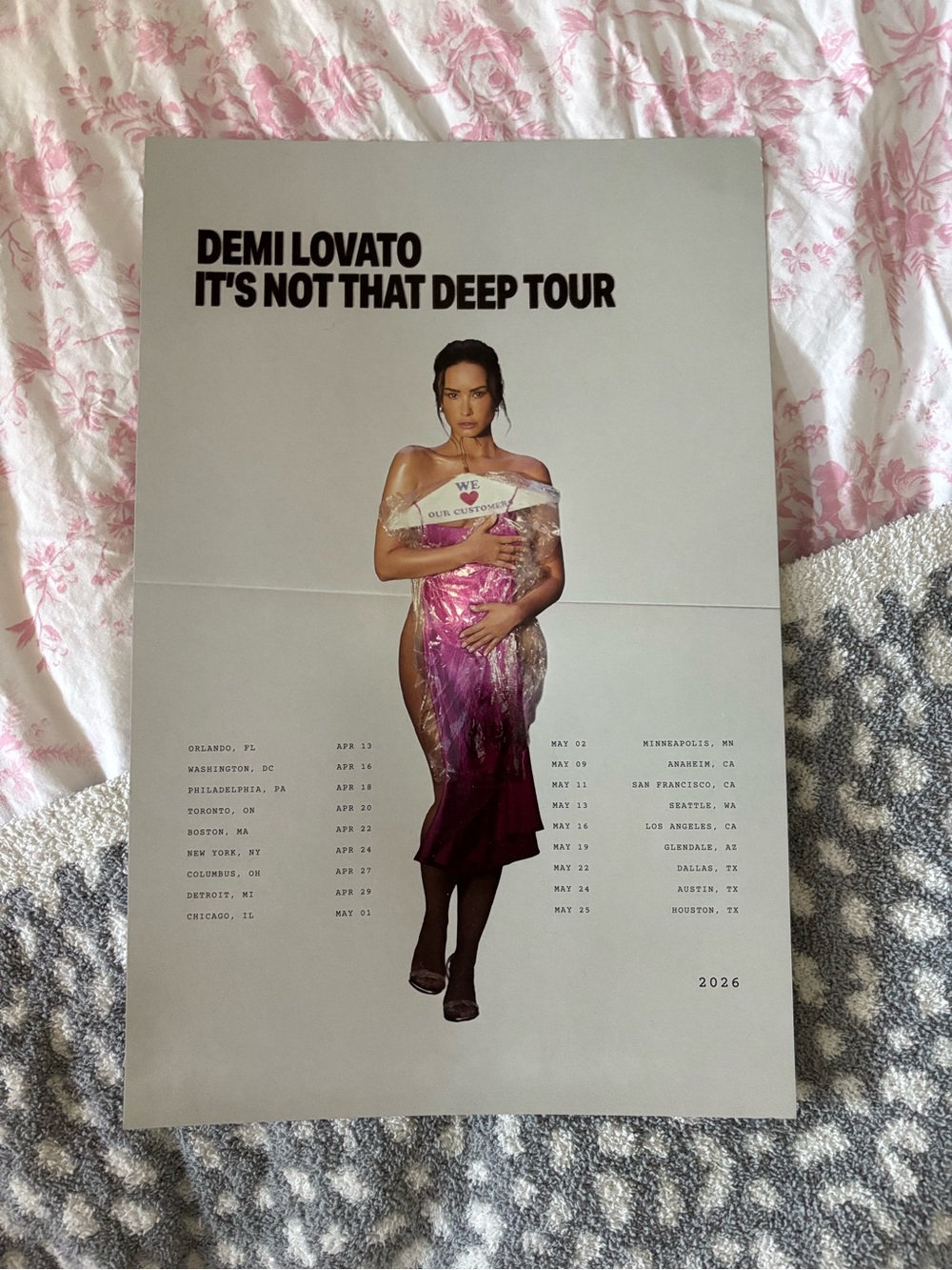 Demi Lovato "It's Not That Deep" Tour Poster - Pink Gradient Dress